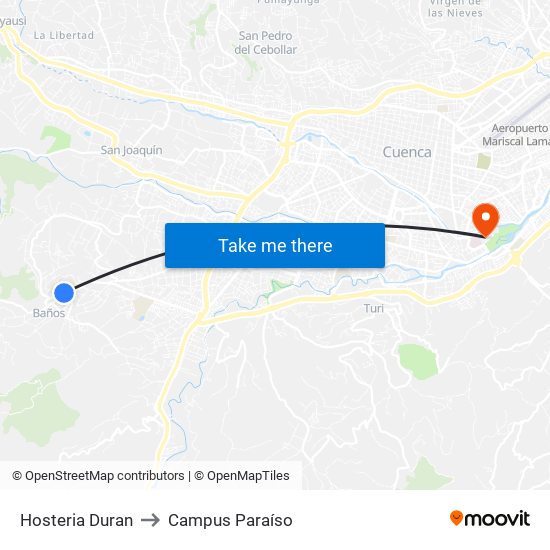 Hosteria Duran to Campus Paraíso map