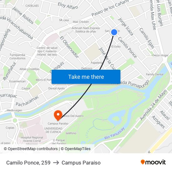 Camilo Ponce, 259 to Campus Paraíso map