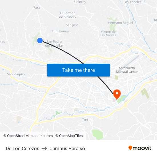 De Los Cerezos to Campus Paraíso map