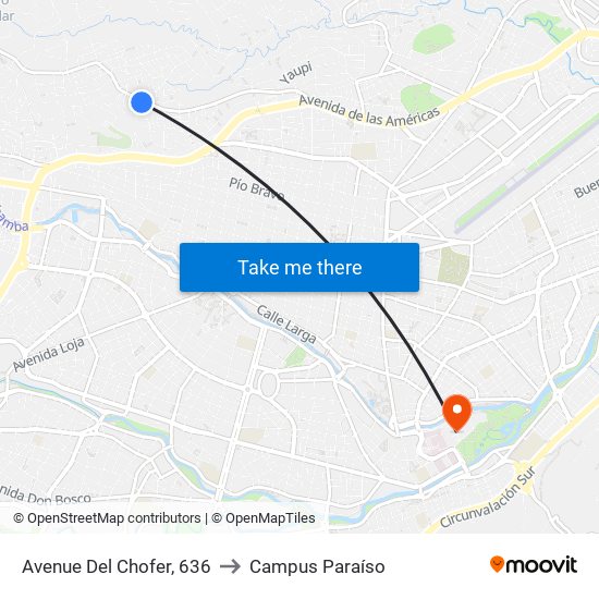 Avenue Del Chofer, 636 to Campus Paraíso map