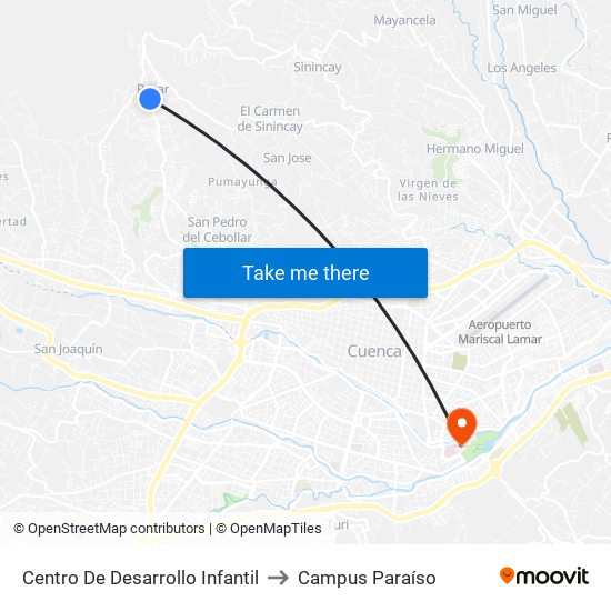 Centro De Desarrollo Infantil to Campus Paraíso map