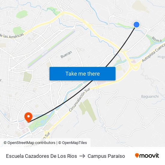 Escuela Cazadores De Los Rios to Campus Paraíso map