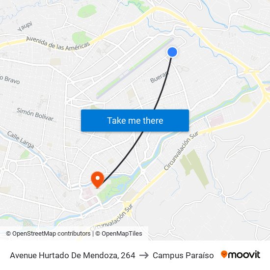 Avenue Hurtado De Mendoza, 264 to Campus Paraíso map