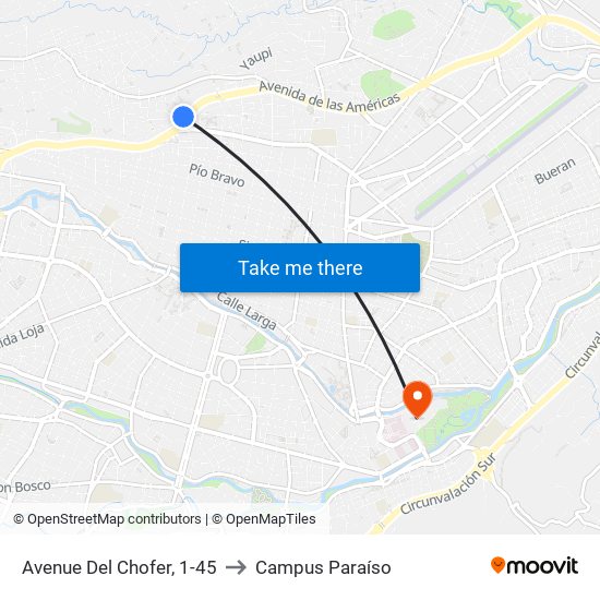 Avenue Del Chofer, 1-45 to Campus Paraíso map