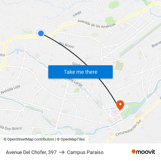 Avenue Del Chofer, 397 to Campus Paraíso map