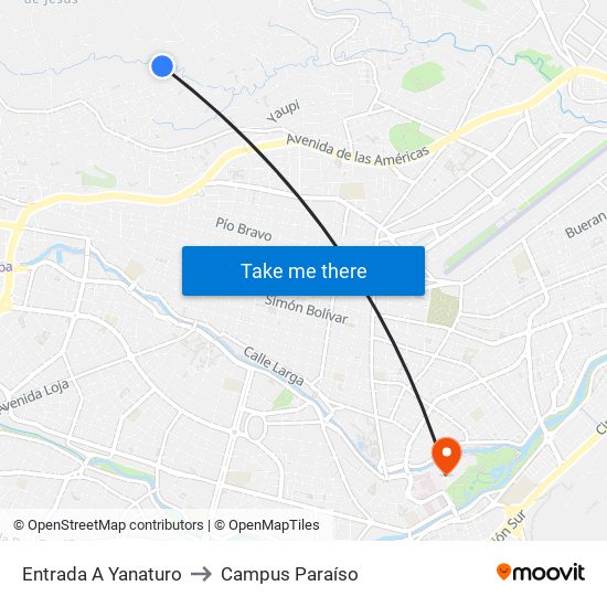 Entrada A Yanaturo to Campus Paraíso map