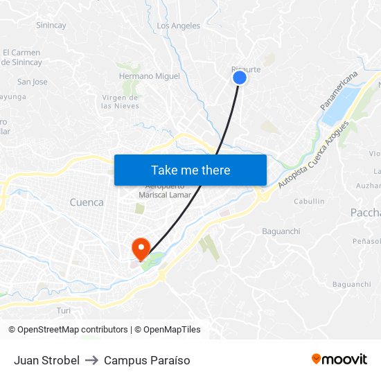 Juan Strobel to Campus Paraíso map
