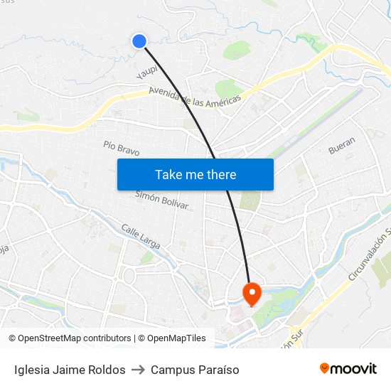 Iglesia Jaime Roldos to Campus Paraíso map