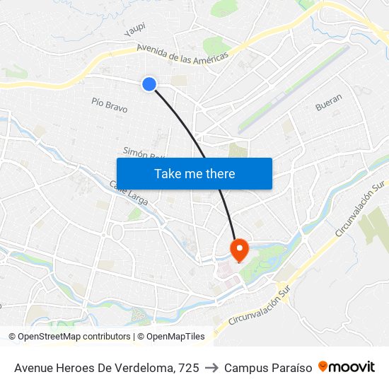 Avenue Heroes De Verdeloma, 725 to Campus Paraíso map