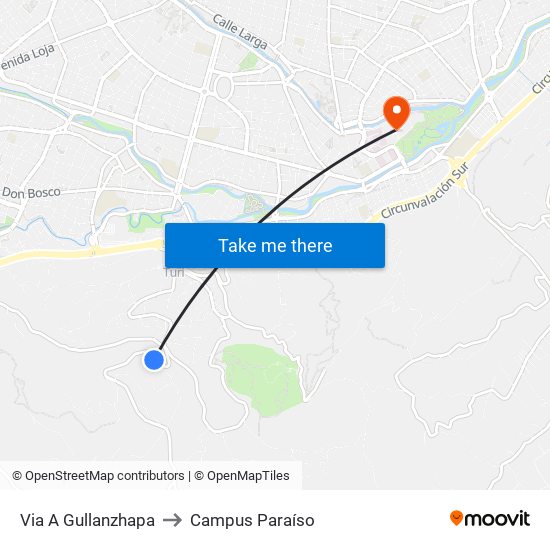 Via A Gullanzhapa to Campus Paraíso map