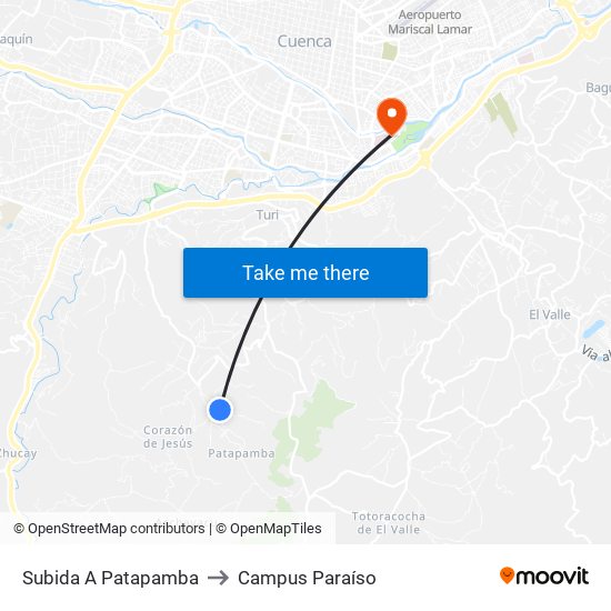 Subida A Patapamba to Campus Paraíso map