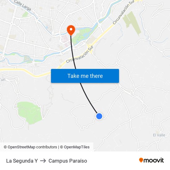 La Segunda Y to Campus Paraíso map