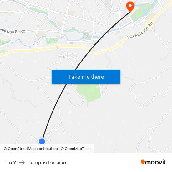 La Y to Campus Paraíso map