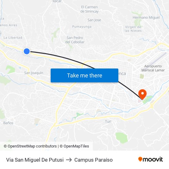 Via San Miguel De Putusi to Campus Paraíso map