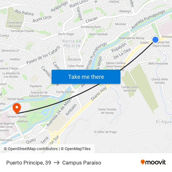 Puerto Principe, 39 to Campus Paraíso map