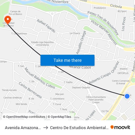 Avenida Amazonas, 484 to Centro De Estudios Ambientales (Cea) map