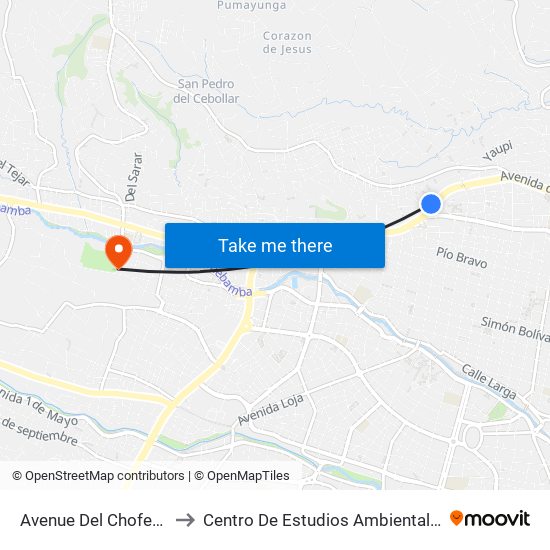 Avenue Del Chofer, 1-45 to Centro De Estudios Ambientales (Cea) map