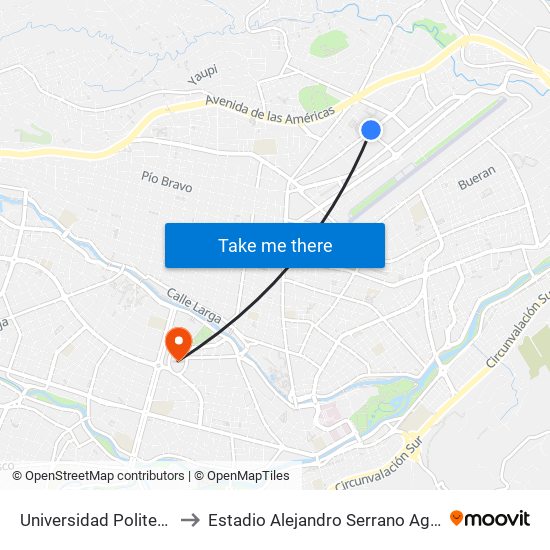 Universidad Politecnica Salesiana to Estadio Alejandro Serrano Aguilar Banco Del Austro map