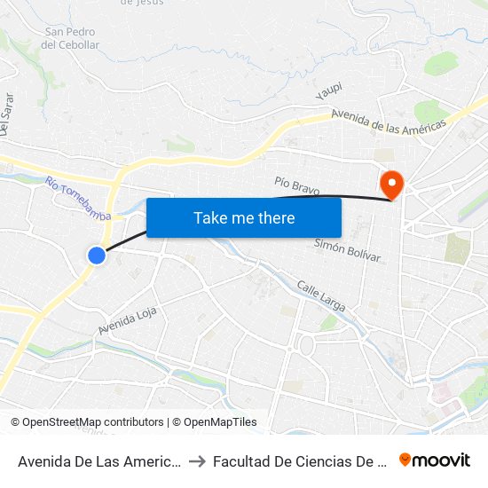 Avenida De Las Americas, 347 to Facultad De Ciencias De La Salud map