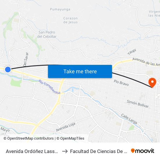 Avenida Ordóñez Lasso, 10-25 to Facultad De Ciencias De La Salud map