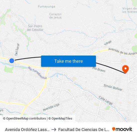 Avenida Ordóñez Lasso, 552 to Facultad De Ciencias De La Salud map