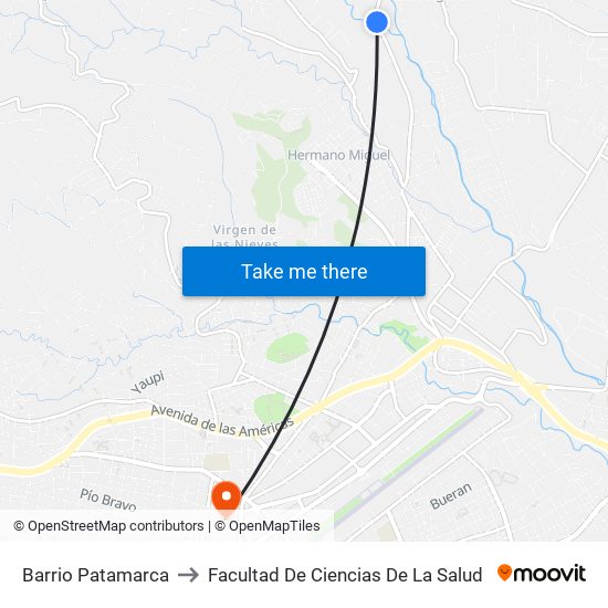 Barrio Patamarca to Facultad De Ciencias De La Salud map