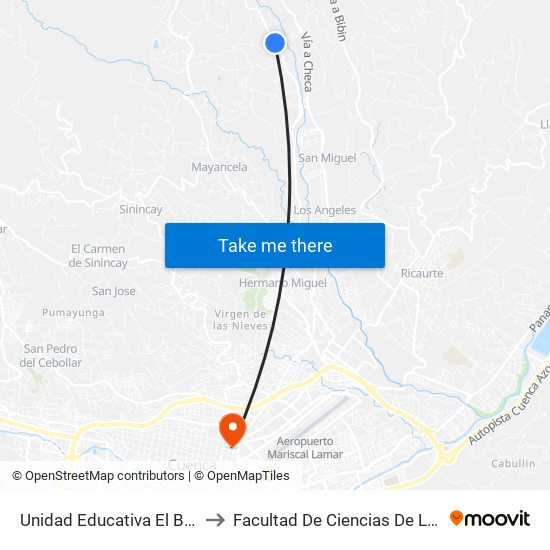 Unidad Educativa El Bosque to Facultad De Ciencias De La Salud map