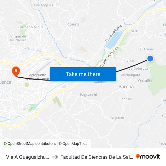 Via A Guagualzhumi to Facultad De Ciencias De La Salud map