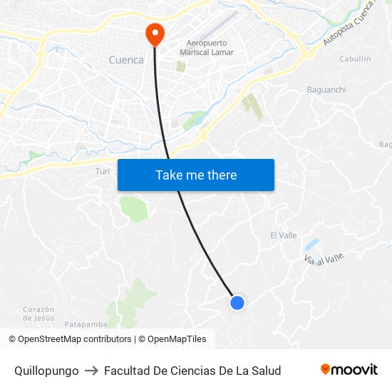 Quillopungo to Facultad De Ciencias De La Salud map