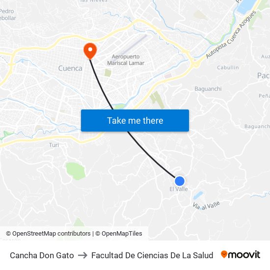 Cancha Don Gato to Facultad De Ciencias De La Salud map