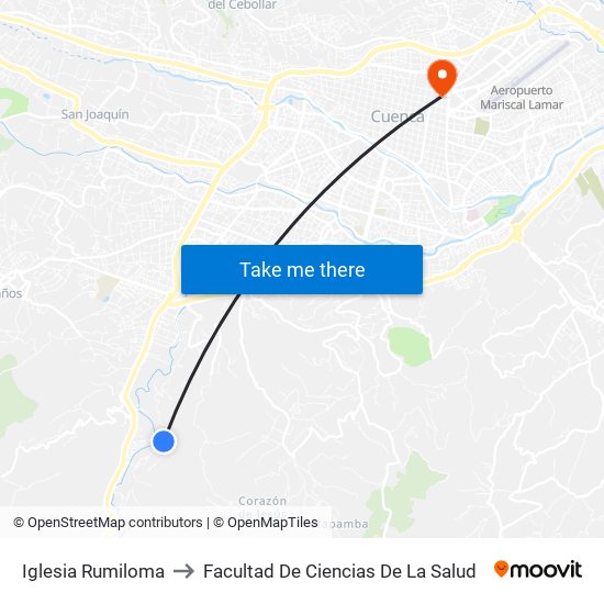 Iglesia Rumiloma to Facultad De Ciencias De La Salud map