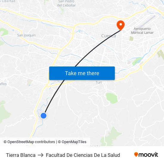 Tierra Blanca to Facultad De Ciencias De La Salud map