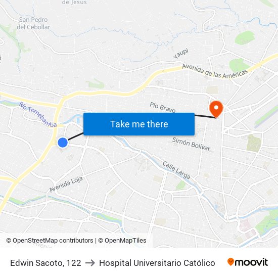 Edwin Sacoto, 122 to Hospital Universitario Católico map