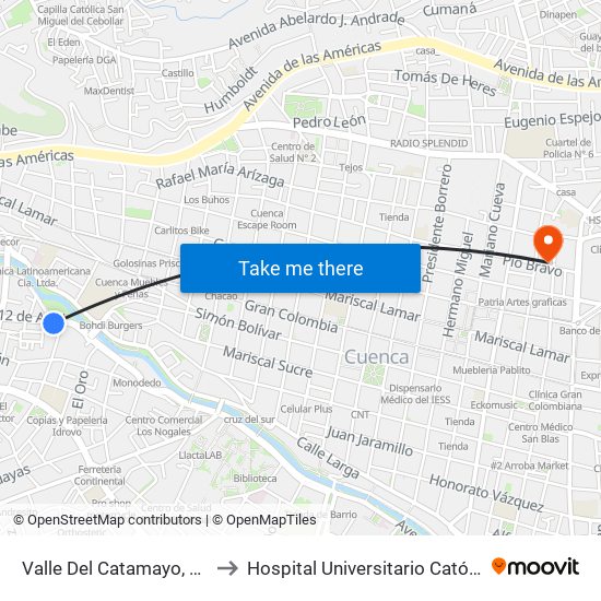 Valle Del Catamayo, 151 to Hospital Universitario Católico map