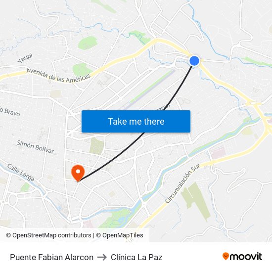 Puente Fabian Alarcon to Clínica La Paz map