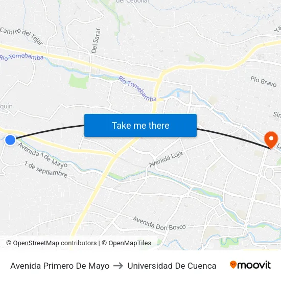 Avenida Primero De Mayo to Universidad De Cuenca map