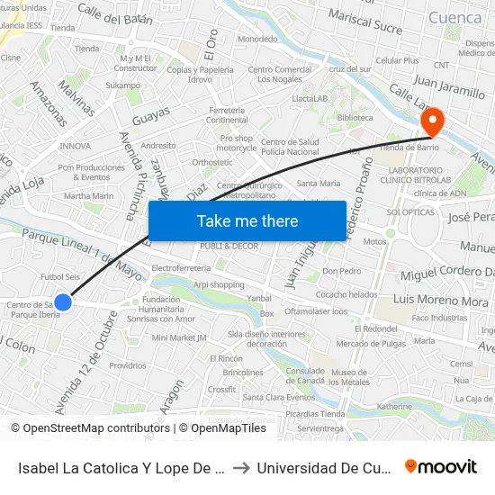 Isabel La Catolica Y Lope De Vega to Universidad De Cuenca map