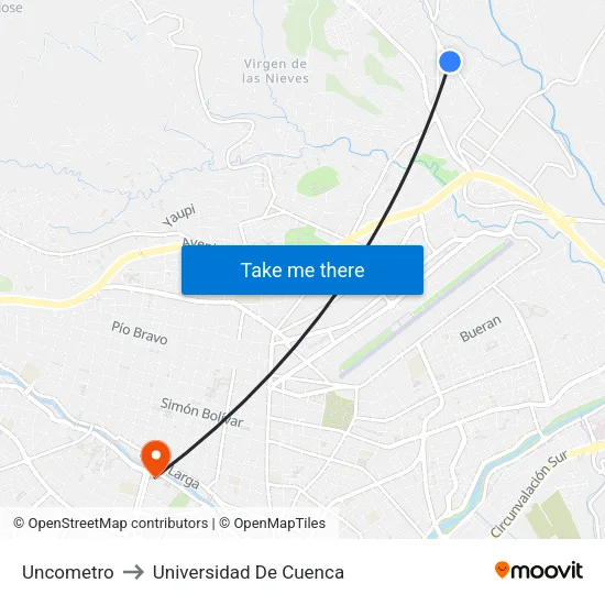 Uncometro to Universidad De Cuenca map