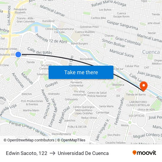 Edwin Sacoto, 122 to Universidad De Cuenca map