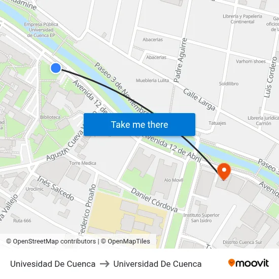 Univesidad De Cuenca to Universidad De Cuenca map