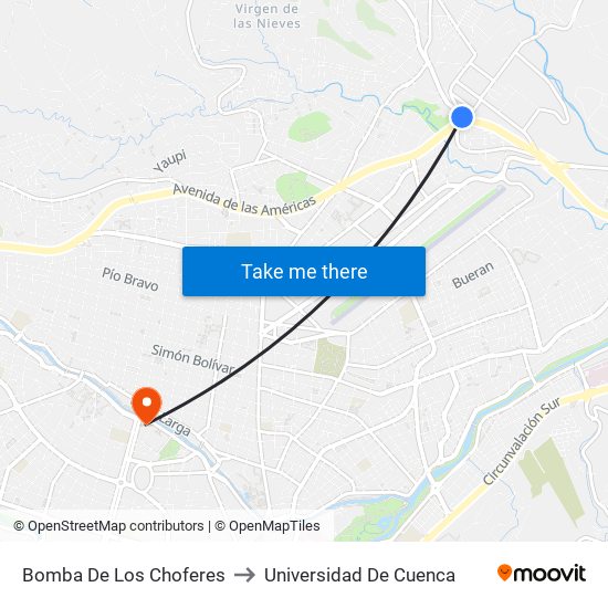Bomba De Los Choferes to Universidad De Cuenca map