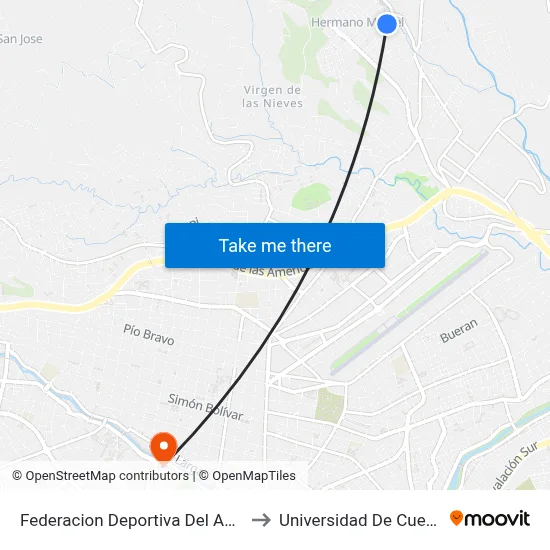 Federacion Deportiva Del Azuay to Universidad De Cuenca map