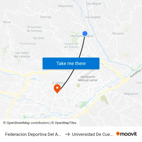 Federacion Deportiva Del Azuay to Universidad De Cuenca map