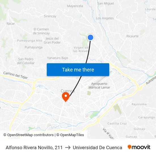 Alfonso Rivera Novillo, 211 to Universidad De Cuenca map