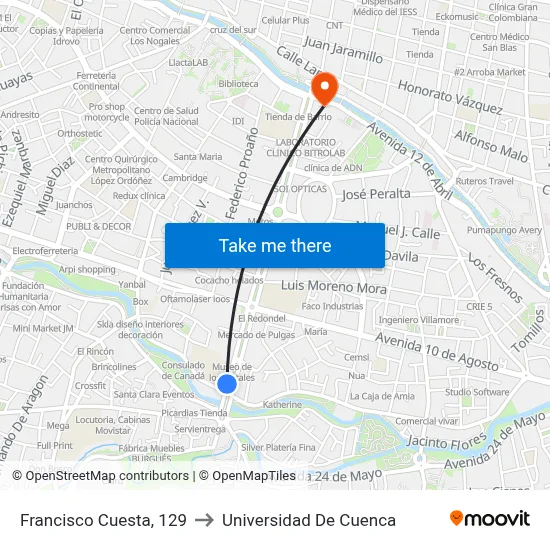 Francisco Cuesta, 129 to Universidad De Cuenca map