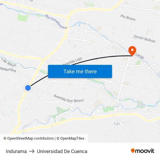 Indurama to Universidad De Cuenca map