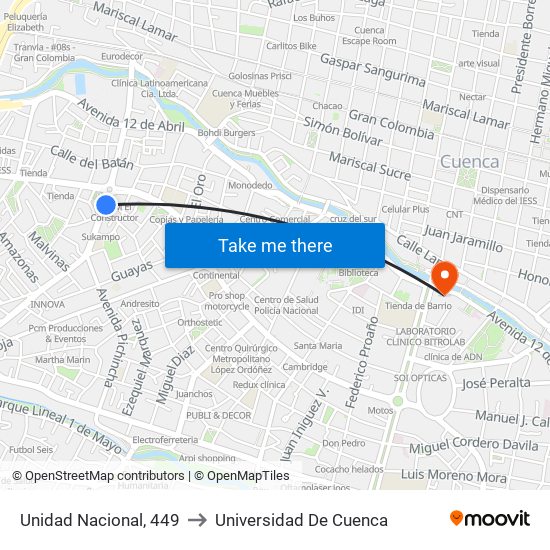 Unidad Nacional, 449 to Universidad De Cuenca map
