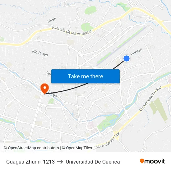 Guagua Zhumi, 1213 to Universidad De Cuenca map