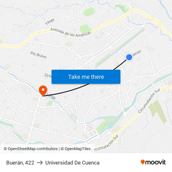 Buerán, 422 to Universidad De Cuenca map