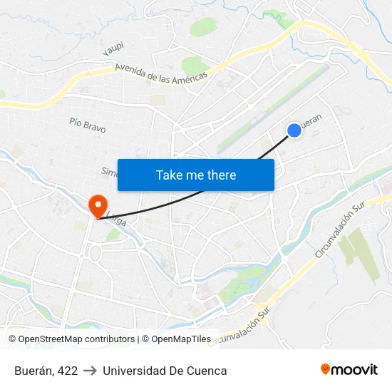 Buerán, 422 to Universidad De Cuenca map